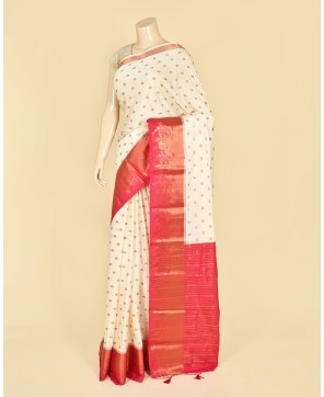 Red by Creame Contrast Semi Crape Banarasi Buti Saree