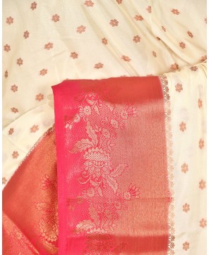 Red by Creame Contrast Semi Crape Banarasi Buti Saree