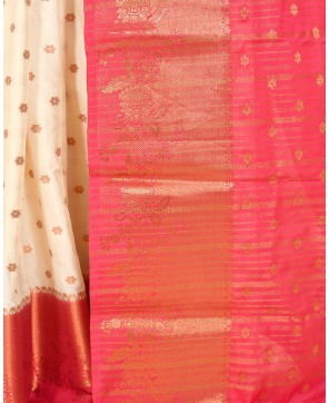 Red by Creame Contrast Semi Crape Banarasi Buti Saree