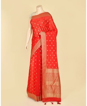 Red Banarasi Chinon Banarasi Buti Saree