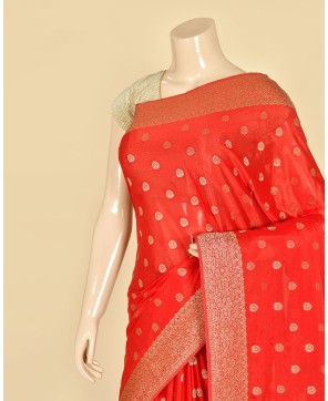 Red Banarasi Chinon Banarasi Buti Saree