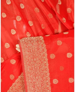 Red Banarasi Chinon Banarasi Buti Saree