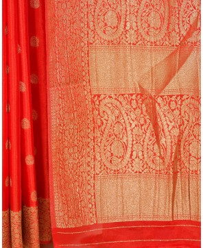 Red Banarasi Chinon Banarasi Buti Saree