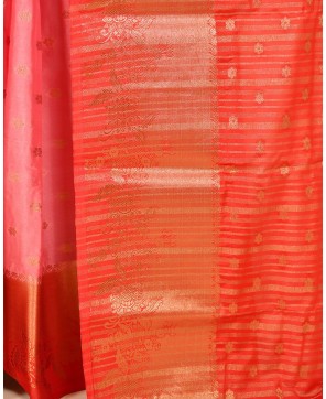 Strawberry Self Contrast Semi Crape Banarasi Buti Saree