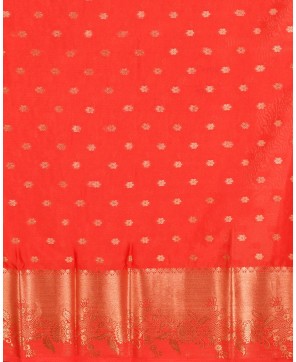 Strawberry Self Contrast Semi Crape Banarasi Buti Saree