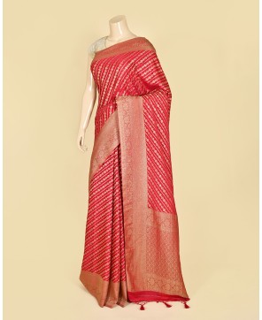 Strawberry Banarasi Georgette Aada Jaal Saree