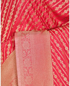 Strawberry Banarasi Georgette Aada Jaal Saree