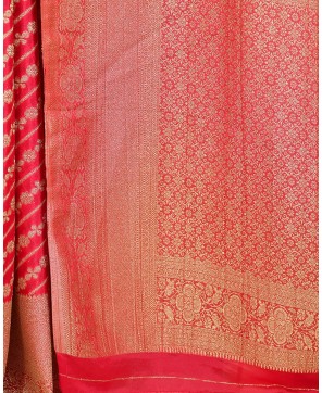 Strawberry Banarasi Georgette Aada Jaal Saree