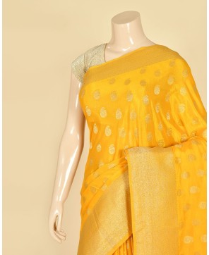 Yellow Banarasi Chinon Banarasi Buti Saree