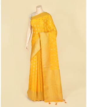 Yellow Banarasi Chinon Banarasi Buti Saree