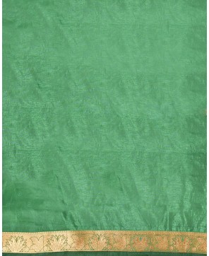 Bottle Green Kora All Over Alfi Jaal Banarasi Saree