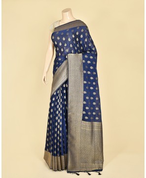 Navy Blue Banarasi Chinon Banarasi Buti Saree