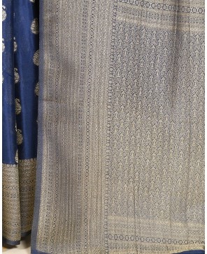 Navy Blue Banarasi Chinon Banarasi Buti Saree