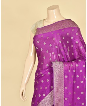 Magenta Banarasi Chinon Banarasi Buti Saree