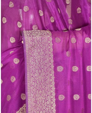 Magenta Banarasi Chinon Banarasi Buti Saree