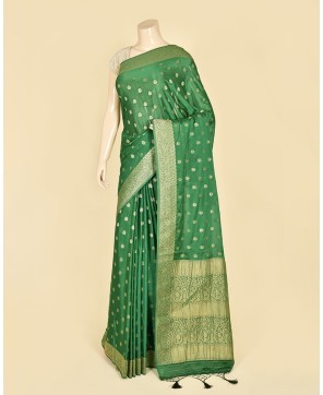 Bottle Green Banarasi Chinon Banarasi Buti Saree