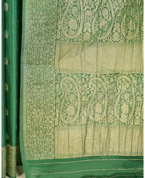 Bottle Green Banarasi Chinon Banarasi Buti Saree