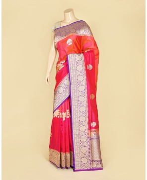 Cherry Colour Handloom Katan Silk Saree