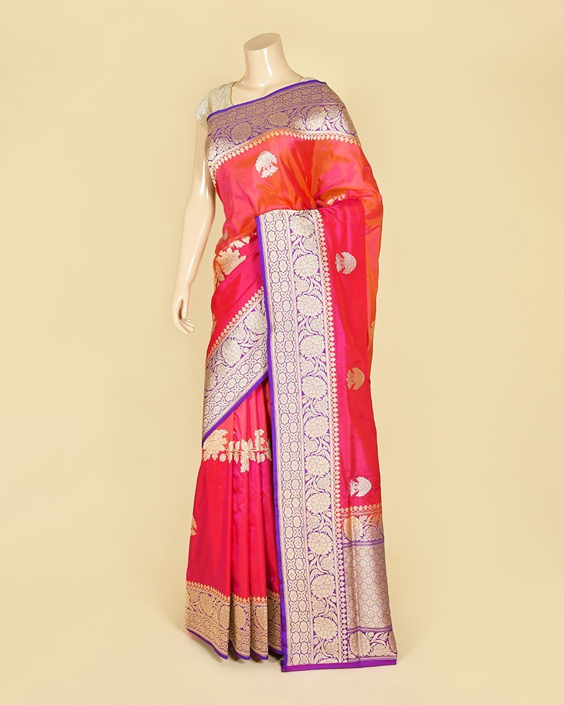 Cherry Colour Handloom Katan Silk Saree