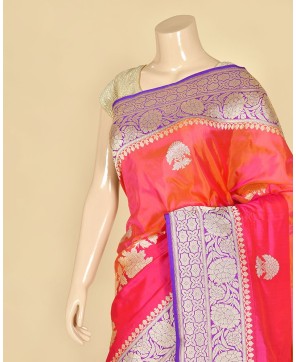 Cherry Colour Handloom Katan Silk Saree