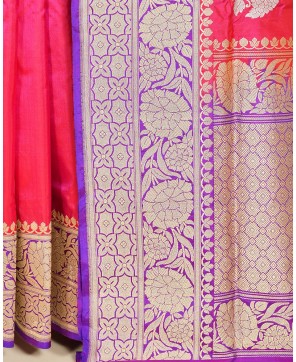 Cherry Colour Handloom Katan Silk Saree