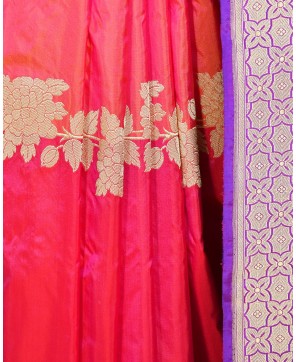 Cherry Colour Handloom Katan Silk Saree