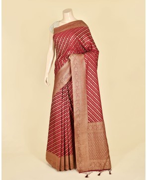 Wine Banarasi Georgette Aada Jaal Saree