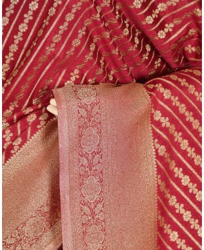 Wine Banarasi Georgette Aada Jaal Saree