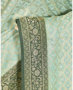 Light Bottle Green Chinon All Over Jaal Saree