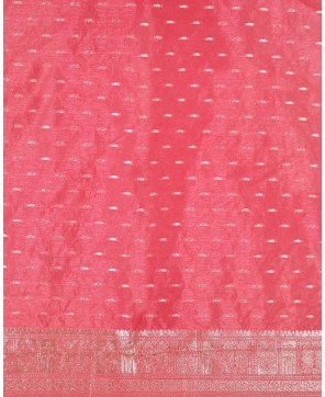 Cherry Color Organza Alfi Jaal Work Banarasi Saree