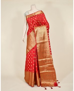 Red Big Border Banarasi Buti Saree