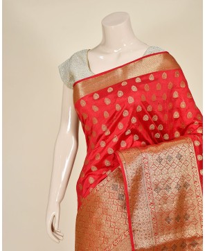 Red Big Border Banarasi Buti Saree