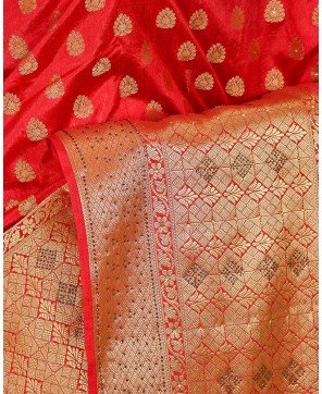 Red Big Border Banarasi Buti Saree