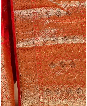 Red Big Border Banarasi Buti Saree