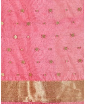 Strawberry Organza Checks Light Weight Saree